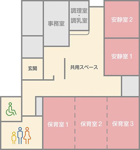 病児・病後児保育施設すとく建物見取り図